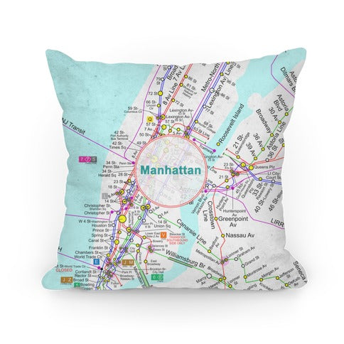 Manhattan Transit Map Pillow